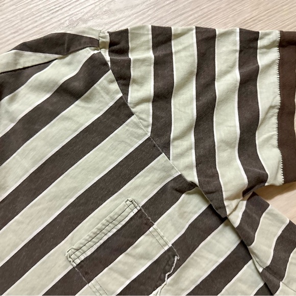 Men's Striped Pocket T-shirt | Brown/Light Stripes | Size Small Casual Comfort - Picture 8 of 8